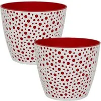 Heimwerkercenter Übertopf MePla - 2 Stück Übertopf VERO -ø11cm - weiss/rot