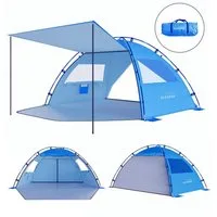 Elegear Strandmuschel mit Sonnendach für 4-5 Personen, Pop Up Strandzelt (UV Schutz UPF 50), Personen: 4 (1 tlg), Strandmuschel Tragbares mit Sandsäcken, Erdspießen und Seilen