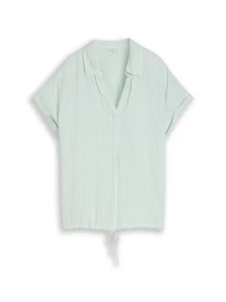 Tom Tailor - Loose Fit Bluse mit Streifenmuster blue haze white stripe - Gr. - 42