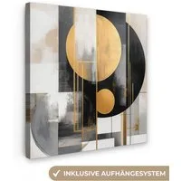 OneMillionCanvasses® Leinwandbild Abstrakt - Gold - Silber - Formen - Ästhetisch - Modern, Fotodruck (1 St), Wandbild, Deko Schlafzimmer Wohnzimmer Flur 20x20 cm