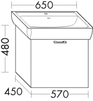 Burgbad Waschtischunterschrank Sys30 PG3 Diago 480x570x450 Grau Hochglanz, WWJG057F1509 WWJG057F1509