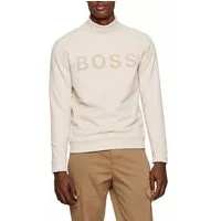 BOSS Sweatshirt Weefast Sweater Ein flockiertes BOSS-Logo, leichten French-Terry-Stoff