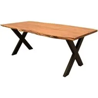 bene living Baumkantentisch Catania - 200 x 100 cm - Akazienholz (Indoor-Möbelset, 1-St., bis zu 8 Plätze), Massivholz - Gestell in X-Form - 35 mm Tischplatte