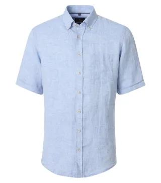 CASAMODA - Leinenhemd Kurzarm blau - Gr. - XL
