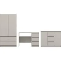 Deine Möbel 24 Jugendzimmer-Set Kinderzimmer-Set SIMO A, mit Kleiderschrank, Schreibtisch und Kommode, (Set, 3-tlg., SIMO - Kollektion), Kindermöbel-Set SIMO A in Weiß / Kaschmir