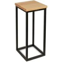 holz4home® Blumenständer Dekoständer aus Eichenholz Massiv Natur Geölt I Dekosäule Stahlrahmen