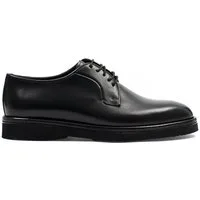 Celal Gültekin Plateau Derby Runde Kappe Business Freizeit Herren Schnürschuh Glattleder, Plateau-Sohle, Echtleder-Futter & Decksohle, Schwarz, 44