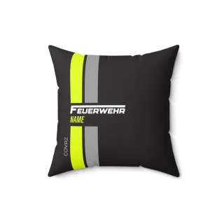 COVRZ Freiwillige Feuerwehr Kissen | Quadratisches Kissen aus gesponnenem Polyester mit individuellem Textband Weiß 14" × 14" Ohne