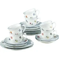 Seltmann Weiden Kaffeeservice Geschirr-Set, Service Sonate Nostalgie (18-tlg), 6 Personen, Porzellan, Tassen, Untertassen, Teller, Made in Germany, 18 Teile, für 6 Personen