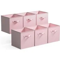 LuxusKollektion Faltbox Aufbewahrungswürfel Stoff Kallax Regal 6er Set 33x33x32,4cm Rosa