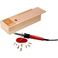 Pebaro Bastelnaturmaterial Die Pebaro - Brandmal-Set mit 9 Aufsätzen in Holzbox
