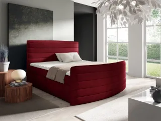 Boxspringbett Schlafzimmerbett AMBRA 180x200cm Stoff Elisa Velvet Bordeauxrot