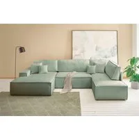 OTTO home Wohnlandschaft FINNLEY U-Form XXL 329 cm - OTTO. Verlässliche Qualität., Schlafsofa, Bettkasten, in Bouclé, Struktur fein und Mega Cord