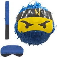 relaxdays Pinata Set Ninja mit Stab & Maske, blau