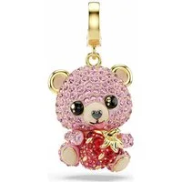 Swarovski Charm-Einhänger Swarovski Idyllia Charm gold plattiert 5738357 Rosa Teddy mit Erdbeere