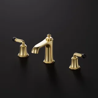 Steinberg Serie 355 3-Loch Waschtisch-Armatur, Gold gebürstet / Nero Marquina 355 2000 BG