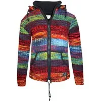 THC Natural Line Strickjacke THC Schafwoll Strickjacke bunt 727 (1 Stück, 1-tlg., 1 Stück) Strickjacke mit abnehmbarer Kapuze