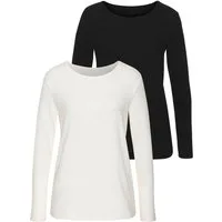 Vivance by Lascana Langarmshirt mit sommerlicher Rippstruktur (2er-Pack) aus weichfließender Qualität mit Viskose
