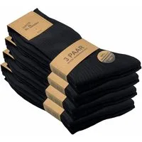 GAWILO Basicsocken für Herren aus 100% Baumwolle - ohne Gummi - ohne drückende Naht (12 Paar) in schwarz, weiß & blau - für Preisbewusste in ansprechender Qualität