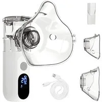 Athlix Inhalationsgerät Inhalator Vernebler für Kinder und Erwachsene mit LED-Bildschirm, Drei Nebel-Stufen, < 3,5 µm Partikelgröße, Reinigungsfunktion