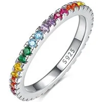 Lisandra Scott Silberring Eternity Ring 925 Silber »Bunte Zirkonia Steine« Regenbogen Rainbow, Ein Ring voller Farbe & Gefühl - funkelnd, bunt, bedeutungsvoll