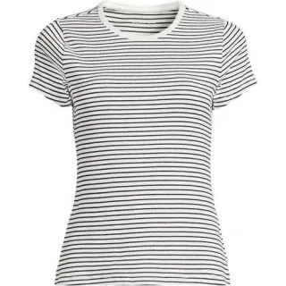 Rippshirt mit kurzen Ärmeln für Damen, Damen, size: regular, Elfenbein, Elasthan/Baumwoll-Mischung, by Lands' End