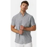 Indicode Kurzarmhemd Herren INBravida Herrenhemd Kurzarm aus einem leichtem Leinenmix, mit Button-Down-Kragen