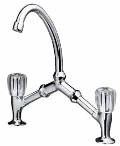 Kaja Classic Waschtisch-Standarmatur, HU-Ausl. 130 mm chrom Kronengriff, 20951-1-C 20951-1-C