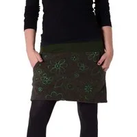 Vishes A-Linien-Rock Vishes Warmer Fleece Rock mit aufgestickten Blumen Cacheur, Elfen, Boho, Hippie Style