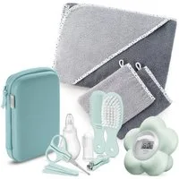 Philips AVENT Baby-Nagelschere Premium Pflege Set, Badethermometer, Gesundheitsset, Kapuzenbadetuch, 2 Waschhandschuhe