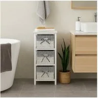 HTI-Living Badregal Praktisches Regal aus Paulowniaholz mit 3 Körben, Stück 1-tlg., Badregal Schubladenkommode