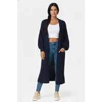 Kendindza Collection Cardigan Cardigan Damen lang Oversize Strickjacke Damen Lang aus Grobstrick Longstrickjacke Made In Italy - One Size 34-42