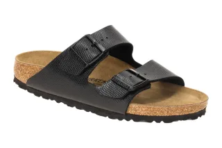 Birkenstock 1027835 Arizona BS Damen Pantoletten Schwarz shiny lizard bleck a...