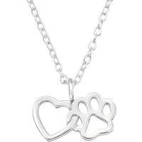 ALEXANDER YORK Kette mit Anhänger HERZ und PFOTE, 2-tlg., 925 Sterling Silber