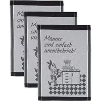 ROSS Geschirrtuch Männer sind einfach unentbehrlich, (Set, 3-tlg), Sprüchetuch, aus 100% Baumwolle