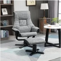 HOMCOM Polsterstuhl TV Sessel mit Liegefunktion (Polstersessel, 2 St), Mikrofaser Grau, 78 x 82,5 x 109 cm