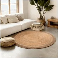 HANSE Home Teppich Nuru, rund, Höhe: 7 mm, Jute, Handgemacht, Rund, Fransen, Wohnzimmerteppich, Naturteppich