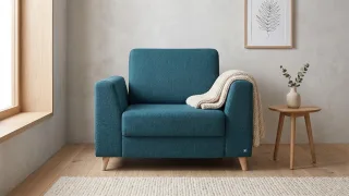BRUNO Schlafsessel 70cm in Petrol | praktische Größe | stabiles Massivholz & Boxspringkomfort