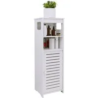 JEOBEST Badkommode Badezimmerschrank, Schrank freistehend mit 2 offenen Fächern, (1-St, Badregal), Schmal mit Tür, 24x20x75 cm