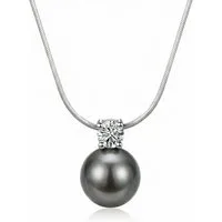 Staufergold Perlenkette Perlenkette „Luna Pearl“ – Zirkonia-Solitär Grau, handmade with Love!