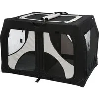 TRIXIE Hunde-Transportbox Hundebox Vario Double - schwarz/grau - 91 × 60 × 61/57 cm