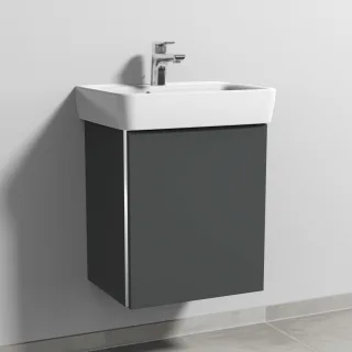 Sanipa 3way Waschtischunterbau zu Geberit Renova Plan Waschtisch mit 1 Tür, Anthrazit-Matt BR87322