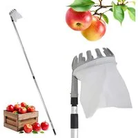 Spetebo Obstpflücker mit Teleskopstiel und Fangbeutel mit Pflückkranz, 240 cm max. Stiellänge, (Anzahl, 1-St., Stück), mit Erntebeutel