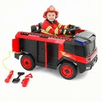 Hecht Elektro-Kinderauto Feuerwehrauto bis 5km/h, bis 30kg, Radio, Feuerlöscher, Belastbarkeit 30 kg, Wasserpistole, Warndreieck, Schaufel, 2x35W, 12V Akku