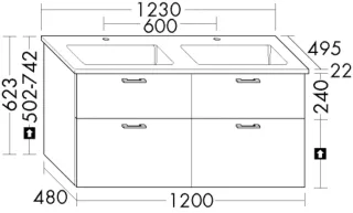 Burgbad Keramik-Waschtisch+Waschtischunterschrank System 30 Preisgruppe 2 Echo Graphit SHAI123F3963C0038