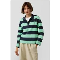 s.Oliver Sweatshirt Sweatshirt Gestreiftes Sweatshirt mit Polokragen