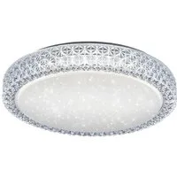 SellTec LED Deckenleuchte LED Deckenleuchte FRIEDA rund, Farbwechselsteuerung (CCT-Lichtmanagement), Memory-Funktion, 1xLED-Board / 22,00 Watt, warmweiss-kaltweiß (CCT), Kristall Optik LED Sternenhimmel, Lichtfarbwechsel CCT