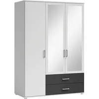 Schlafkontor Drehtürenschrank Ivar Kleiderschrank mit Spiegel inklusive 2 Spiegeltüren und 2 farblich abgesetzten Schubkästen