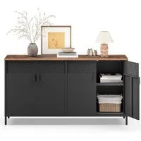 SONGMICS Aktenschrank Küchenschrank, Metallschrank, Aufbewahrungsschrank Vielseitige Metallschrank mit verstellbaren Ablagen, 40 x 141 x 76 cm