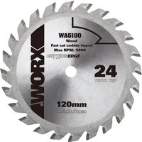 Worx Sägeblatt WORX Schneidescheibe für Holz WA5100 120 mm - 1,5 x 9,5 mm 24 Zähne (1-St), Eigenschaften Für Werkzeug: WX427 / WX429 Scheibe Ø 120 mm 24 Zähne